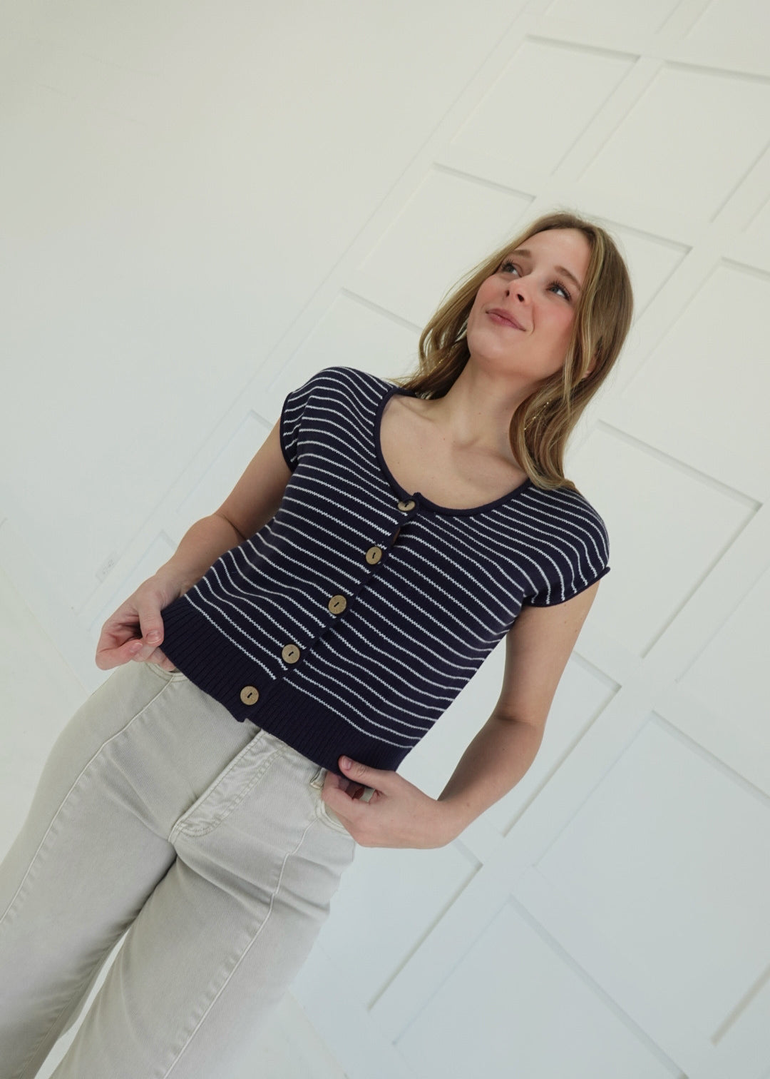 Lela Cardigan Top - Navy