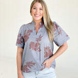 Slate Floral Blouse