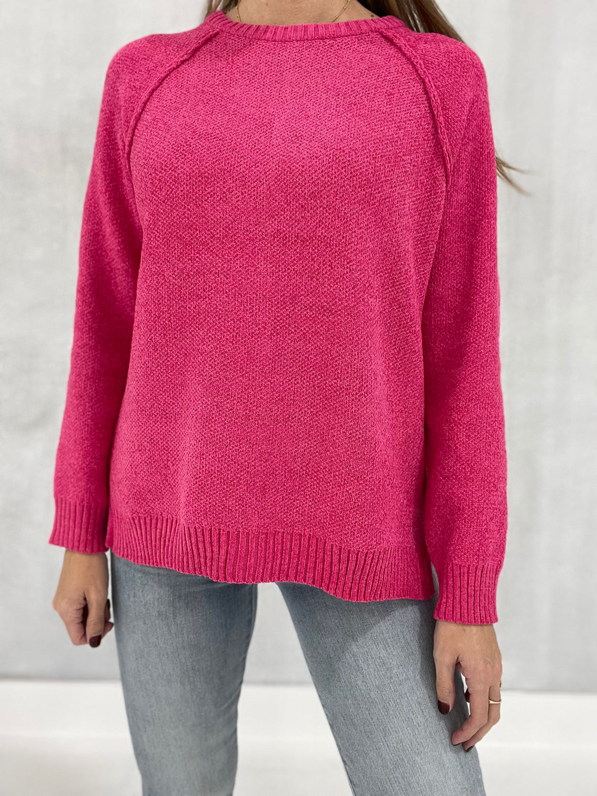 Happiest Here Sweater - Hot Pink