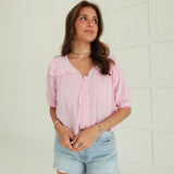 Ella Lace Trim Top - Pink