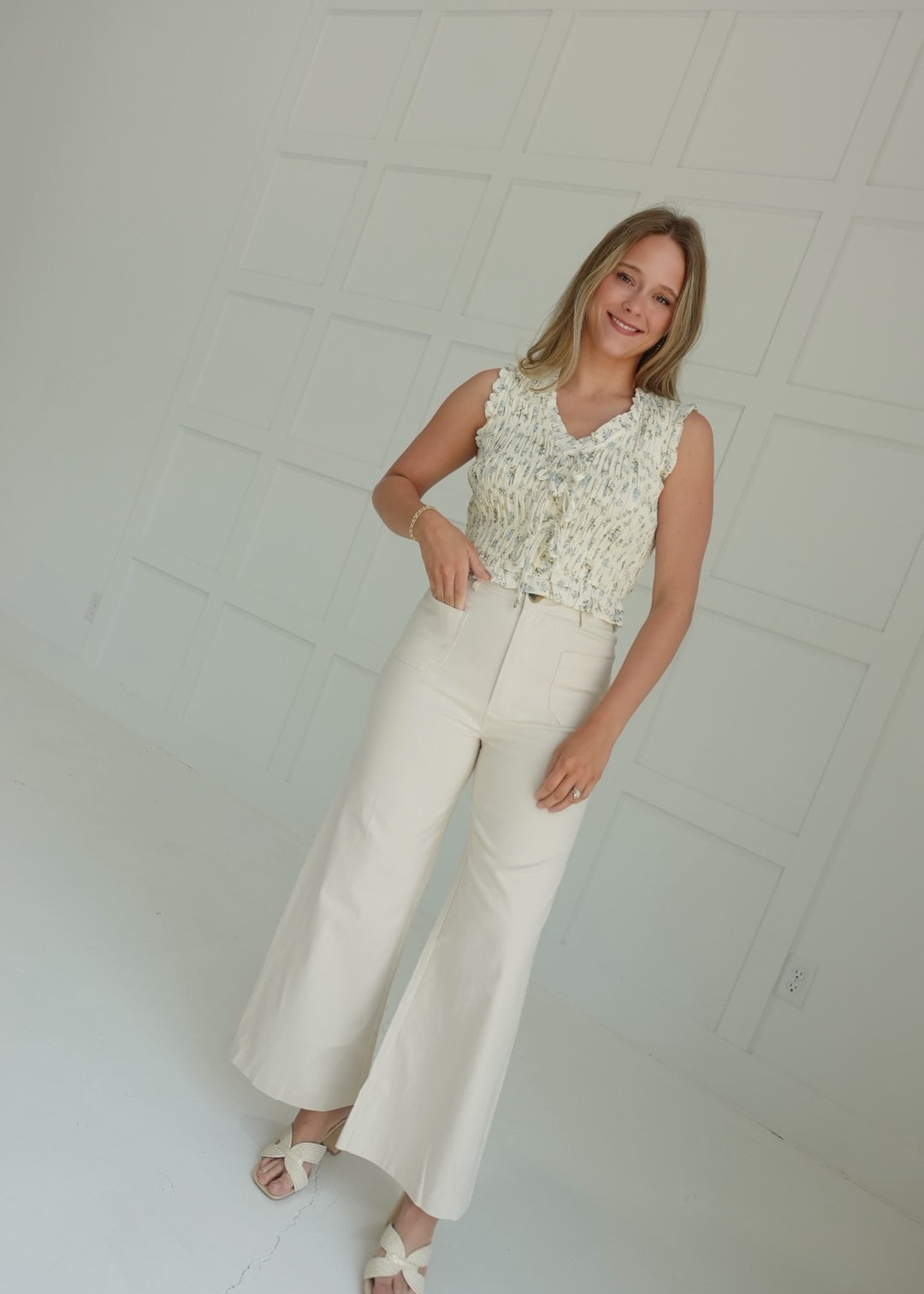 On Demand Wide Leg Trouser - Cream