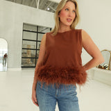 Raina Feathered Top - Toffee