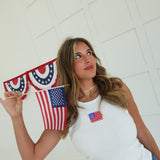 Beaded Flag Tank - White