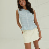 Chassie Shirred Top - Blue