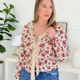 Cherry Kiss Front Tie Cardigan