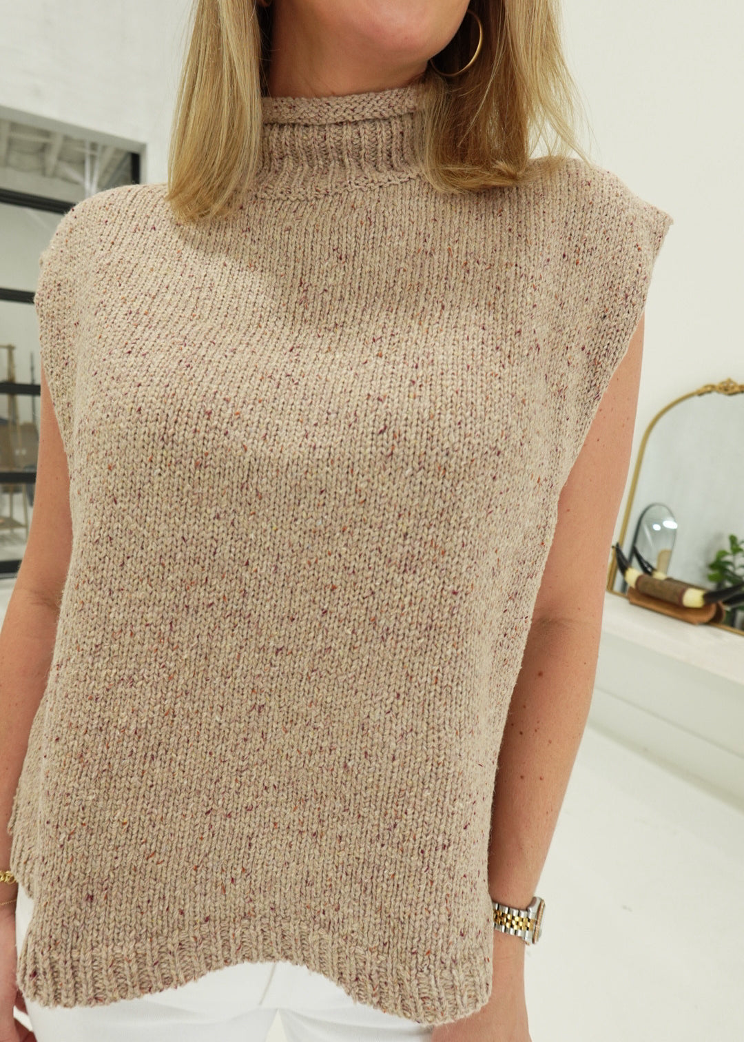 Ronnie Sleeveless Sweater - Taupe