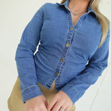 Leah Button-Up Top - Blue