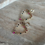 Gem Stone Heart Earrings