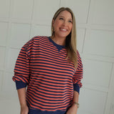 Joneses Striped Pullover - Coral/Navy