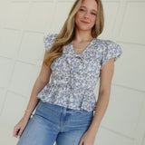 The Fairest Floral Top - Blue