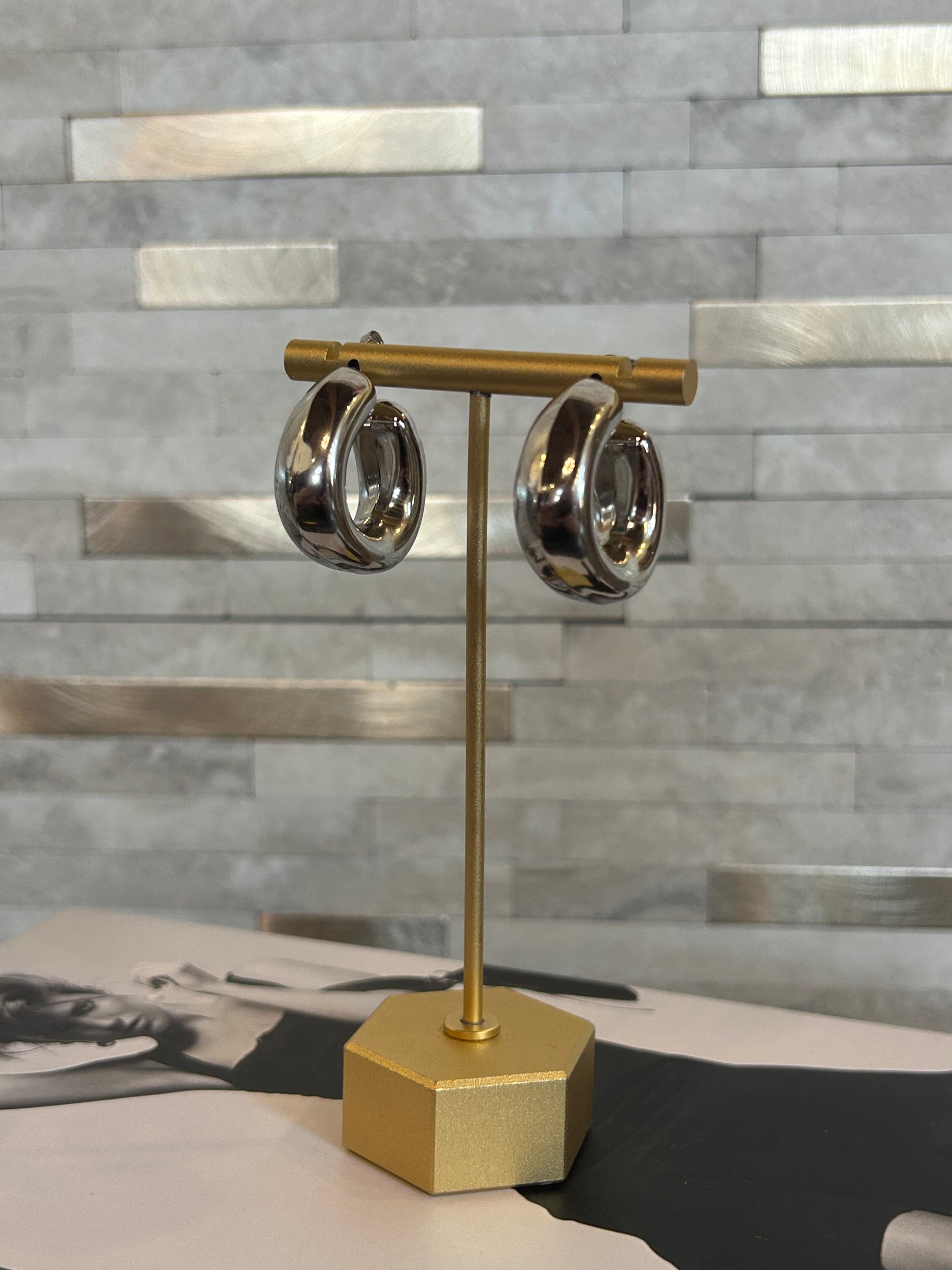 Mini Puff Hoops - Silver