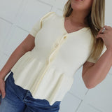 Carolinas Peplum Top - Cream