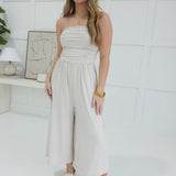 Tully Strapless Jumpsuit - Sand Beige