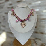 Chain Link Bandana Necklace - Pink