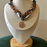 Scarf Necklace - Coin Cross Charm
