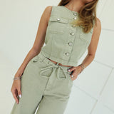 Rue Denim Vest - Olive