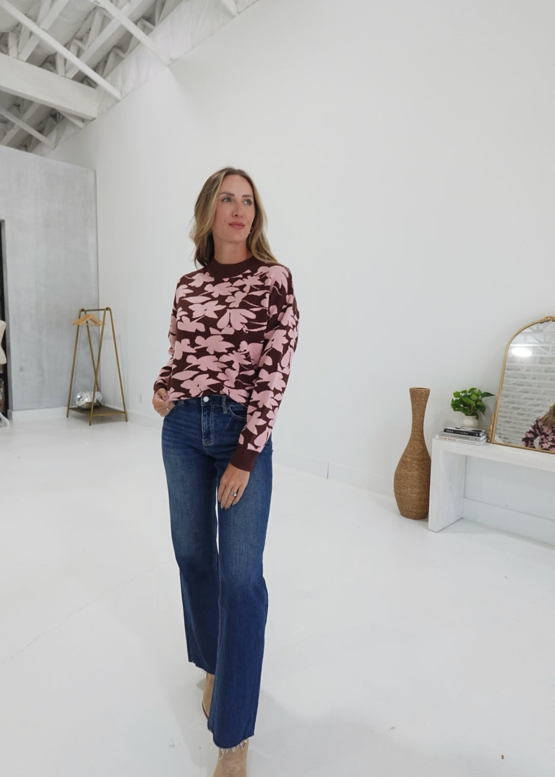 Tyner Sweater - Brown Pink