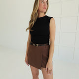 Naomi Belted Skort - Cocoa