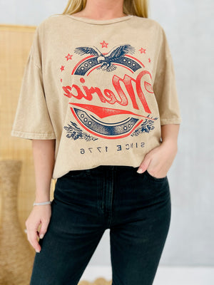 Land Of The Free Graphic Tee - Taupe