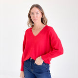 Leland V-neck Sweater - Red