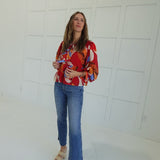 Ridge Peplum Top - Red Mix