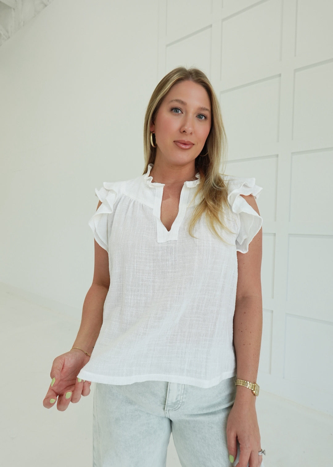 Felina Ruffle Top - Off White