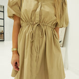 Mona Drawstring Dress - Tan