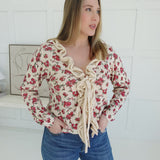 Cherry Kiss Front Tie Cardigan