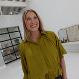 Kali Bubble Hem Blouse - Olive