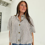 Plaid With Envy Top - Brown