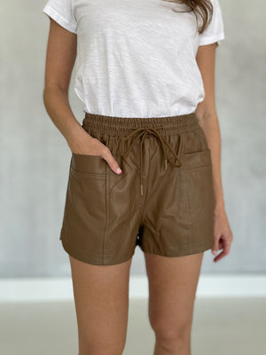 For The Ride Leather Shorts - Brown