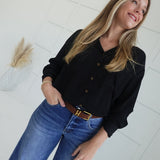 Clocked In Button Down Shirt - Black