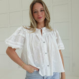 Whimsical Eyelet Blouse - White