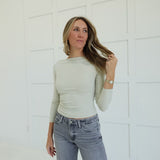 Passages Pintuck Top - Light Olive