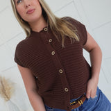 Dawn Sleeveless Cardigan Top - Brown