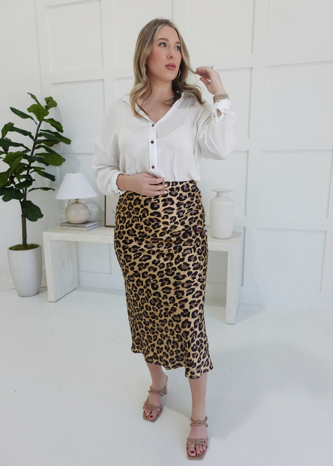 Urban Jungle Midi Skirt - Taupe