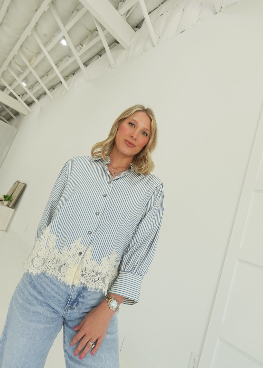 Lois Lace Top - Chambray