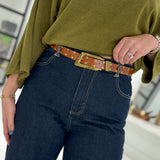 Edgy Studded Belt - Brown