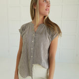 Leeway Pinstripe Top - Champagne