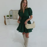 Inquiring Smock Waist Dress - Green
