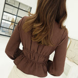 Claudia Ruffle Top - Chocolate