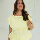 Porter's Peplum Top - Lemon