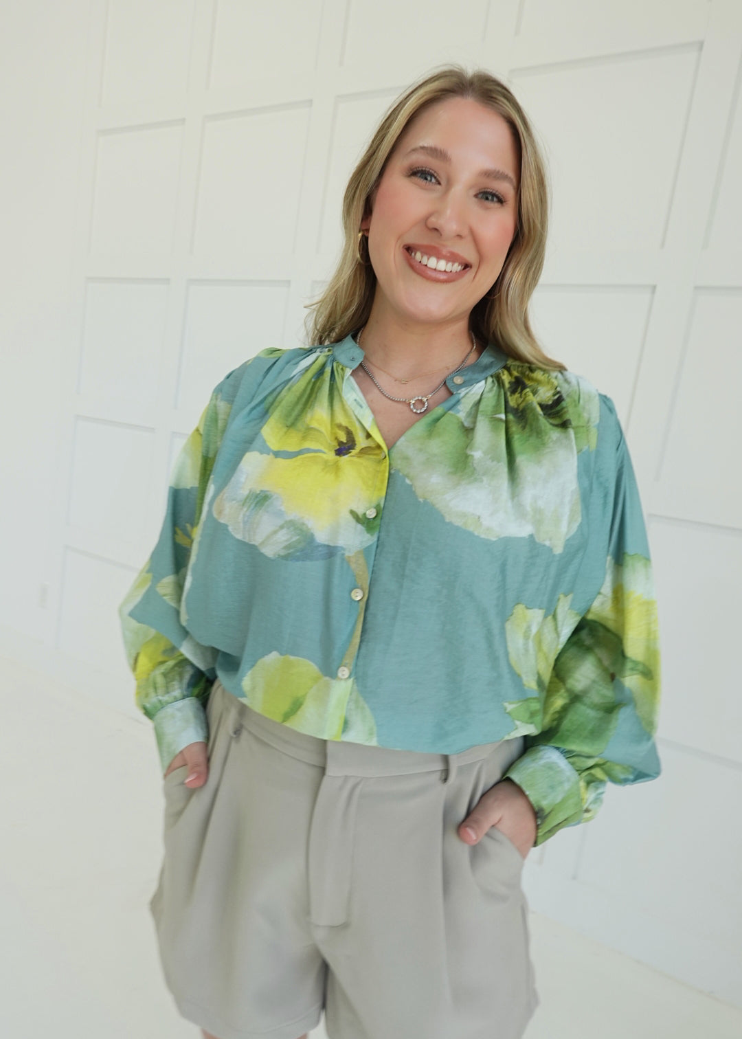 Riviera Palm Blouse - Sage