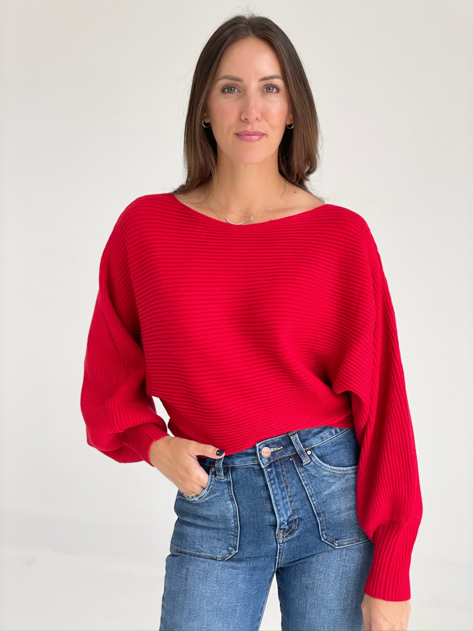 Classical Ribbed Sweater - Ruby