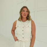 Rue Denim Vest - Cream