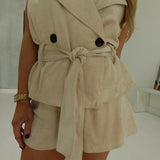 Double Down Vest Set - Cream
