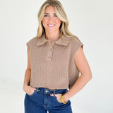 On The Run Cropped Sweater - Taupe