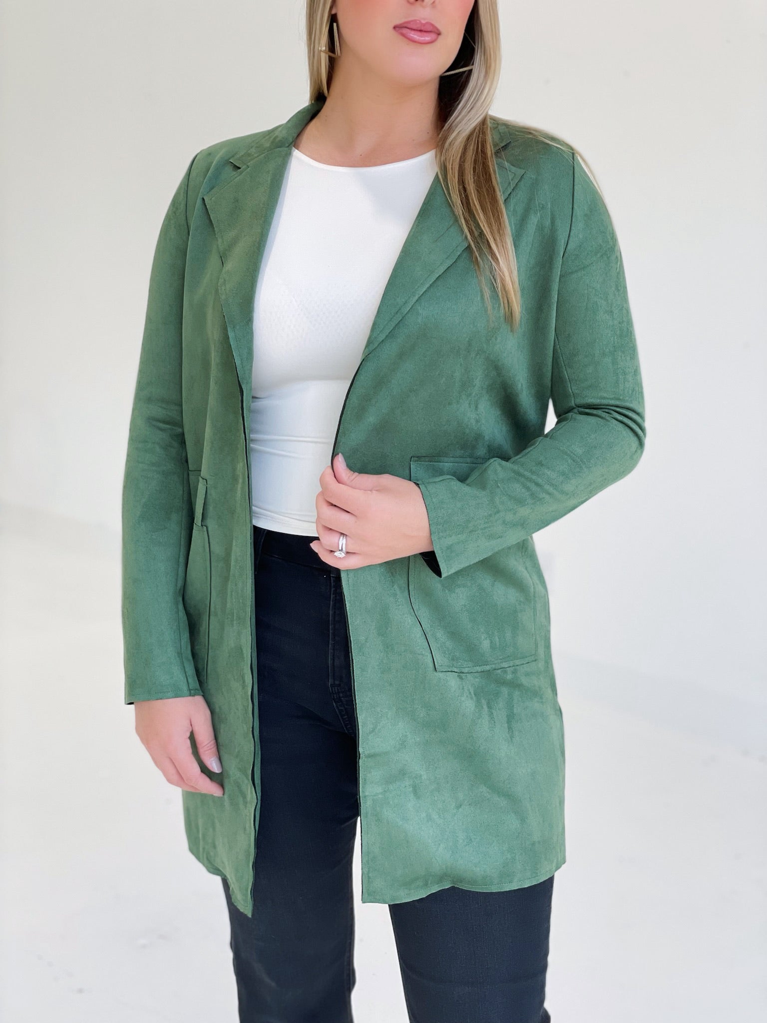 Late Calls Suede Jacket - Grove Green