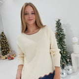 Fidelity Scallop Sweater - Oatmeal