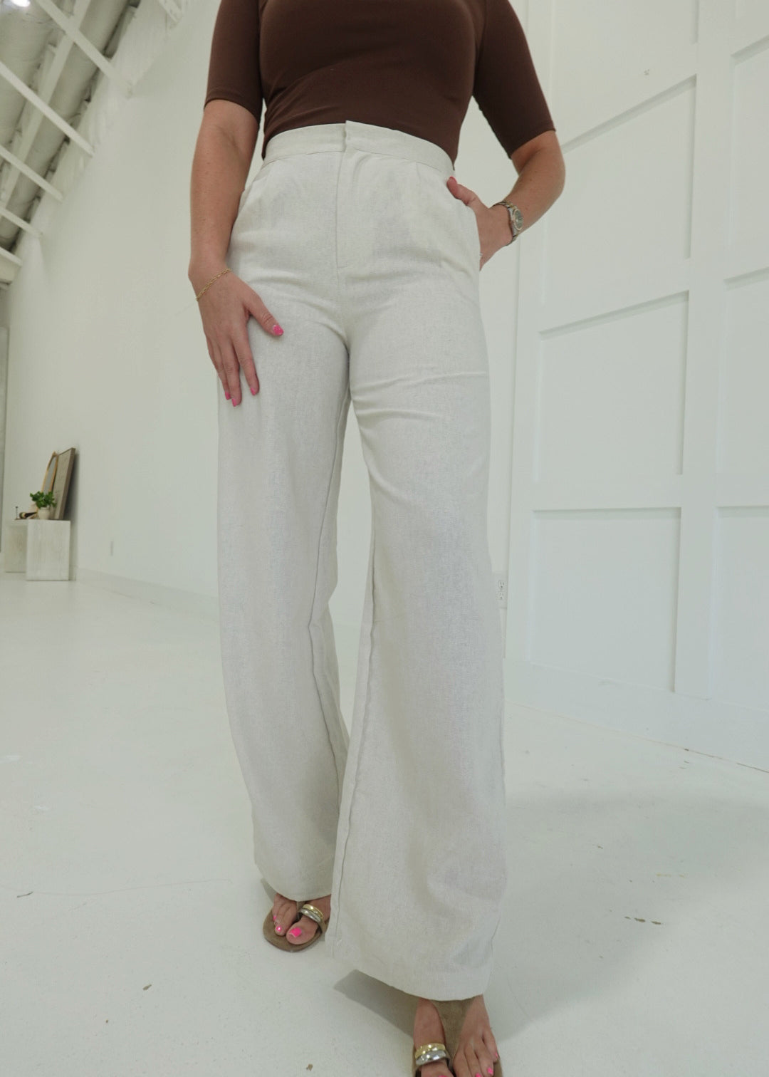 Lindy Linen Trouser - Natural